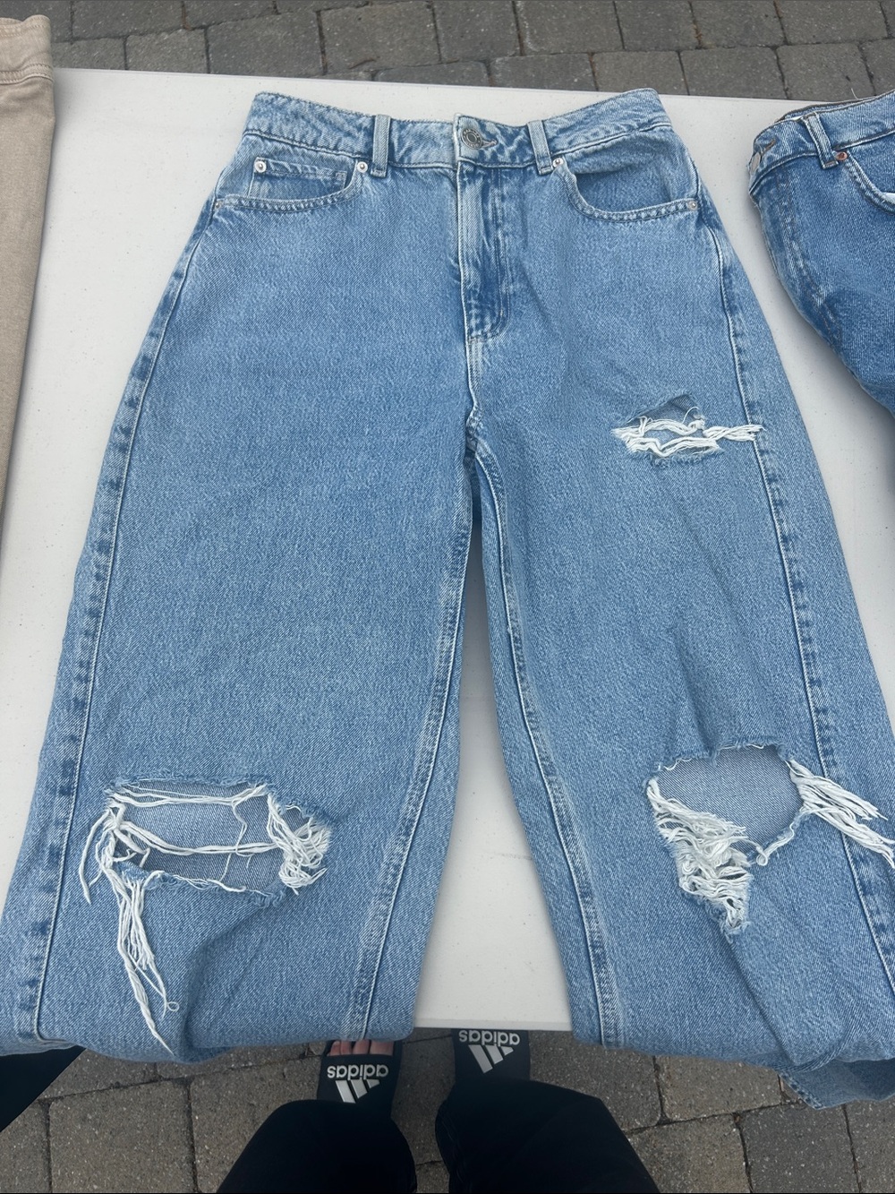 Garage Light Blue Wide Leg Distressed Jeans